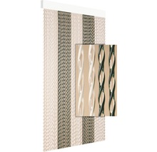 Decoratieve lamellen gordijn met verticale strepen en detailopname van de lamellen