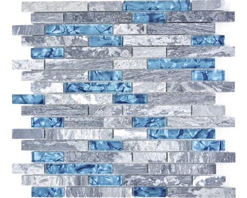 Mozaïektegel natuursteen XCM MV688 grijs/blauw mix 30x30 cm