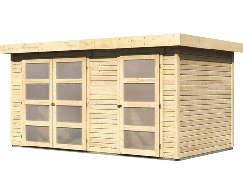 Houten tuinhuis met ramen