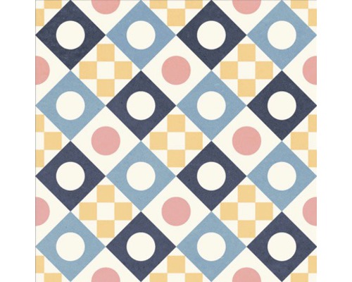 Decoratieve tegel met geometrisch patroon van vierkanten en cirkels