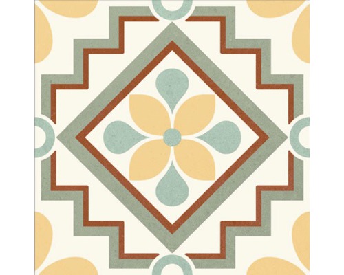 Decoratieve tegel met geometrisch en bloemmotief