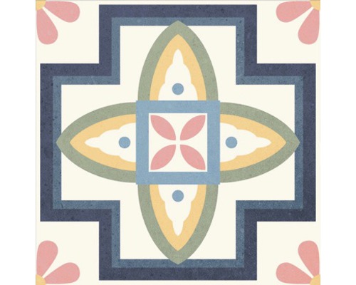 Decoratieve vloertegel met geometrische en florale patronen