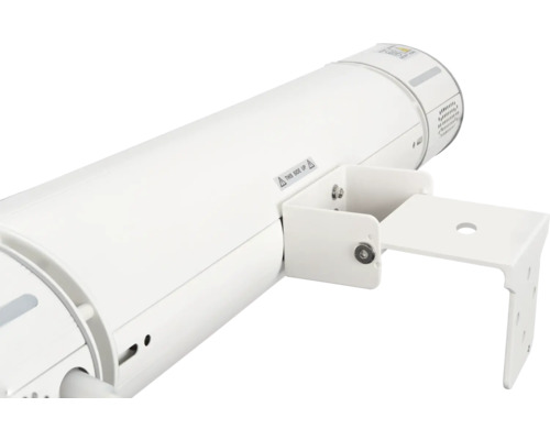 Detailaanzicht van een zonnescherm met montagebeugel