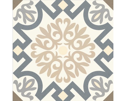 Decoratieve tegel met bloemmotief en geometrische elementen