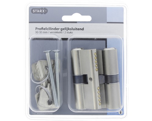 Starx profielcilinder gelijksluitend 30-30 millimeter, 2 stuks