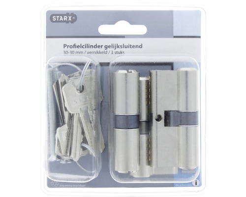 Starx profielcilinder gelijksluitend 30-30 millimeter, 3 stuks