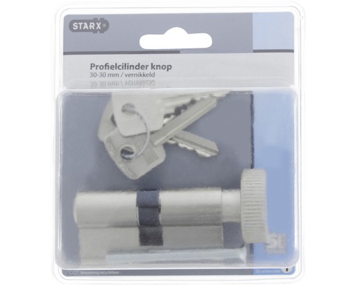 Profielcilinder knop 30-30 millimeter vernikkeld