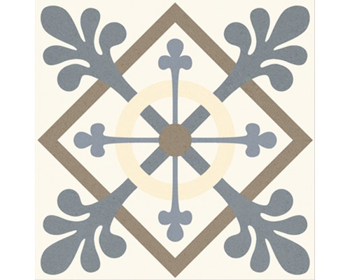 Decoratieve tegel met bloemmotief en geometrische vormen