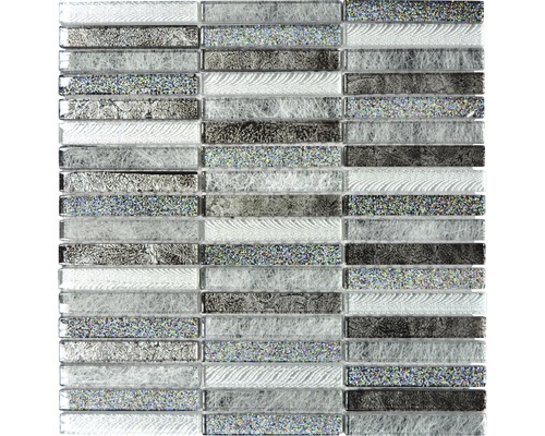 Mozaïektegel glas XCM STDS zilver 29,8x30,4 cm