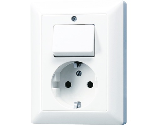 JUNG AS500 Combinatie stopcontact 1-voudig + schakelaar alpine wit AS5576UWW Schakelaar stopcontact combinatie voor binnenshuis