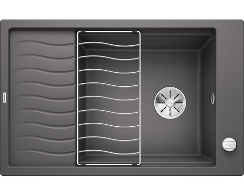 Spoelbak van silgranit met afdruiprek en afwasrek