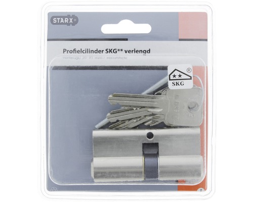 Profielcilinder met sleutels en SKG twee sterren keurmerk in verpakking