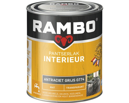 RAMBO Pantserlak interieur transparant mat antracietgrijs 750 ml