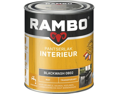 RAMBO Pantserlak interieur transparant mat blackwash 750 ml Rambo verfblik met het opschrift interieurbeschermingslak