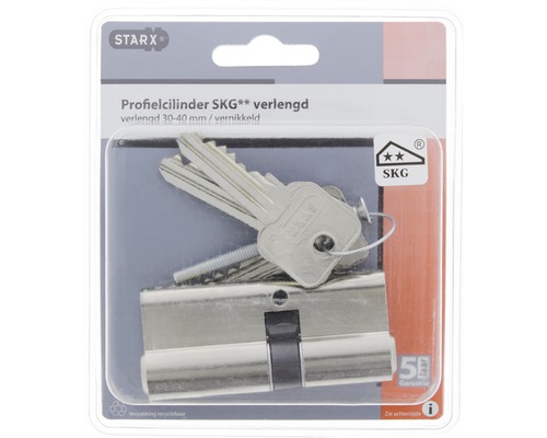 Starx profielcilinder met SKG twee sterren keurmerk, verlengd 30 tot 40 millimeter