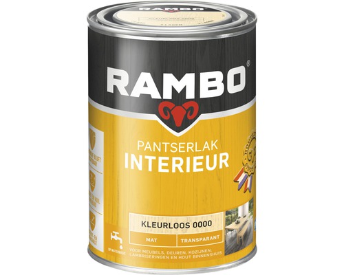 RAMBO Pantserlak interieur transparant mat kleurloos 1,25 l Rambo lakblik voor binnen, kleurloos en transparant