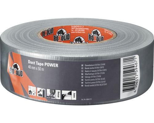 ROXOLID Profi duct tape weefselband zilver 50 m x 48 mm Rol grijze ducttape 48 millimeter bij 50 meter