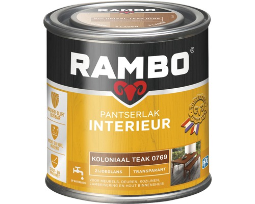 RAMBO Pantserlak interieur transparant zijdeglans koloniaal teak 250 ml