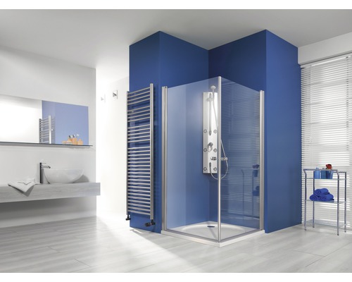 BREUER Douchecabine hoekinstap Elana zilver 80x80 cm helder glas Moderne badkamer met douchecabine, handdoekradiator en wastafel