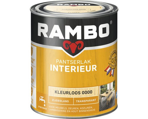 RAMBO Pantserlak interieur transparant zijdeglans kleurloos 750 ml Rambo lakblik kleurloos voor binnenshuis