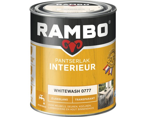 RAMBO Pantserlak interieur transparant zijdeglans whitewash 750 ml Rambo Pantserlak interieur