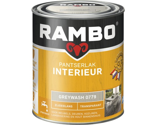 RAMBO Pantserlak interieur transparant zijdeglans greywash 750 ml Rambo lakverf binnenschild Greywash 0779