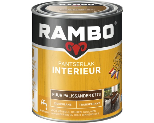 RAMBO Pantserlak interieur transparant zijdeglans puur palissander 750 ml RAMBO Pantserlak interieur transparant zijdeglans puur palissander 750 ml