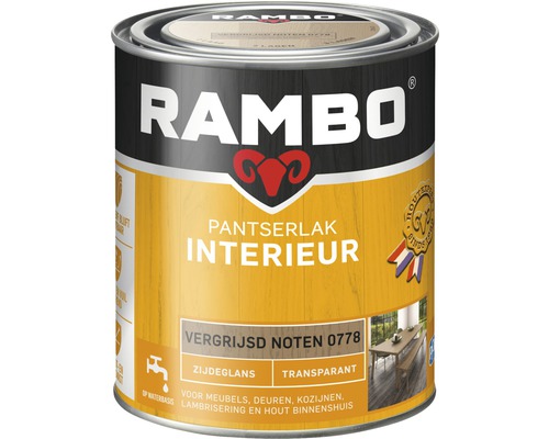 RAMBO Pantserlak interieur transparant zijdeglans vergrijsd noten 750 ml RAMBO Pantserlak interieur transparant zijdeglans vergrijsd noten 750 ml