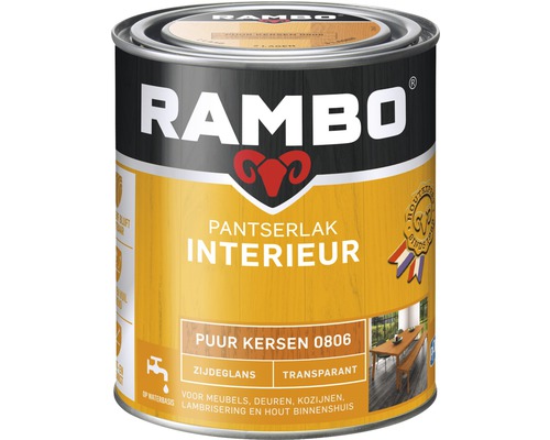 RAMBO Pantserlak interieur transparant zijdeglans puur kersen 750 ml Rambo lakblik voor binnenshuis, transparant