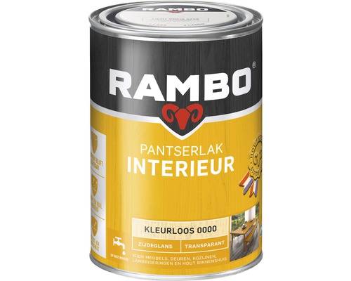 RAMBO Pantserlak interieur transparant zijdeglans kleurloos 1,25 l Rambo lak voor binnen, kleurloos, zijdeglans
