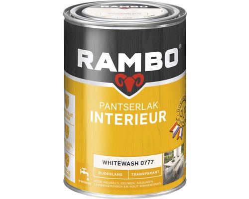 RAMBO Pantserlak interieur transparant zijdeglans whitewash 1,25 l Rambo Pantserlak Interieur, Whitewash 0777