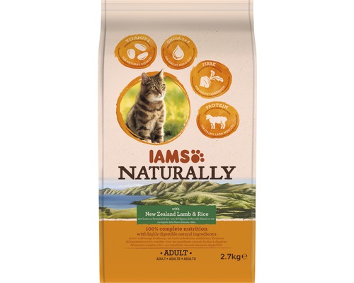 IAMS Kattenvoer adult naturally new sealand lam en rijst 2,7 kg Iams Naturally kattenvoer met Nieuw-Zeelands lam en rijst, 2.7 kilogram verpakking