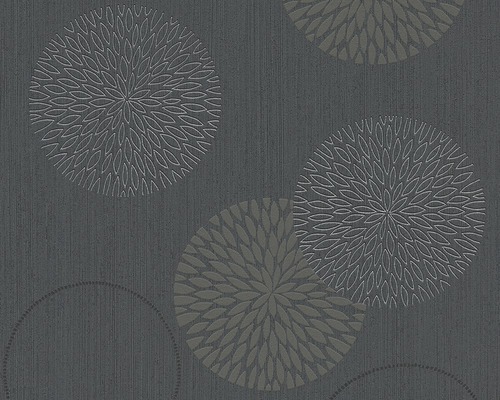 A.S. CRÉATION Vliesbehang 937911 Casual Living antaciet stippen Behang met cirkelvormig patroon