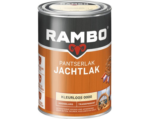 RAMBO Pantser jachtlak transparant hoogglans kleurloos 1,25 l Rambo Jachtlak kleurloos, weergegeven in een metalen blik
