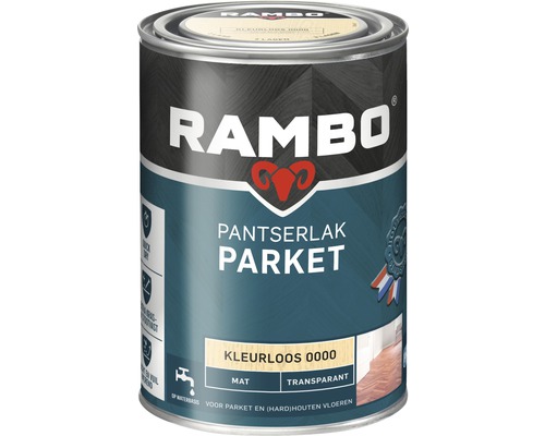 RAMBO Pantserlak parket transparant mat kleurloos 1,25 l Rambo Pantserlak Parket, kleurloos, mat