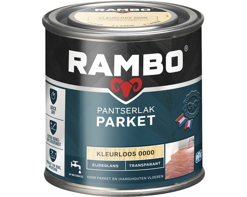 RAMBO Pantserlak parket transparant zijdeglans kleurloos 250 ml Rambo Parket beschermingslak, kleurloos