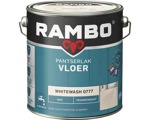 RAMBO Pantserlak vloer transparant mat whitewash 2,5 l Rambo lakverf voor houten vloeren