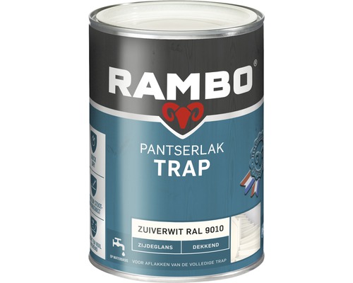 RAMBO Pantserlak trap dekkend zijdeglans zuiverwit RAL 9010 1,25 l