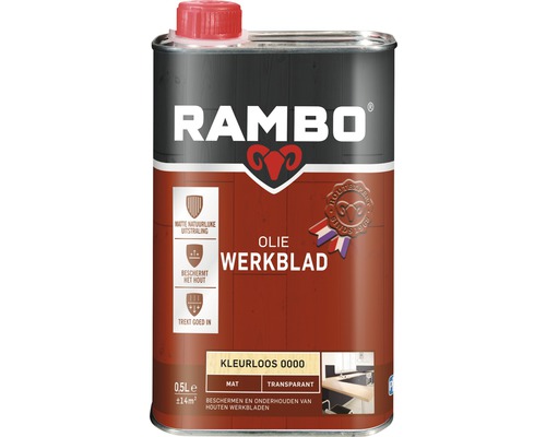 RAMBO Werkbladolie transparant mat 500 ml Rambo werkbladolie, kleurloos, blik van 0,5 liter