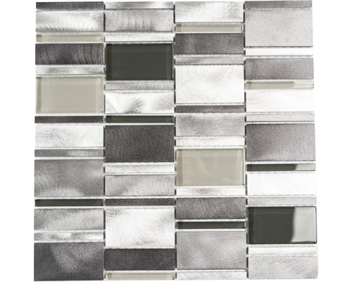 Mozaïektegel metaal aluminium A801 zilver/grijs mix 30,1x30,1 cm