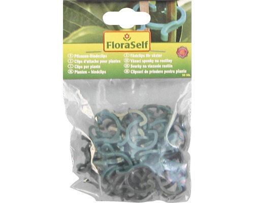 FloraSelf plantenbindclips, 50 stuks, in een transparante verpakking