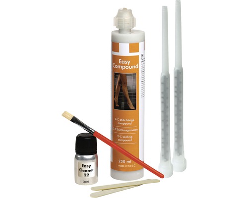 Easydrain EasyCompound 2-componenten afdichting Set met afdichtmiddel, reiniger, kwast, mengspatels en mengtuiten