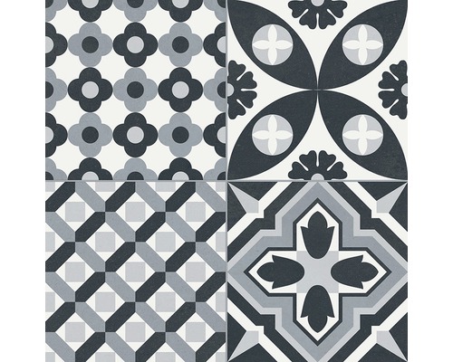 Tegels met verschillende geometrische en bloemmotieven