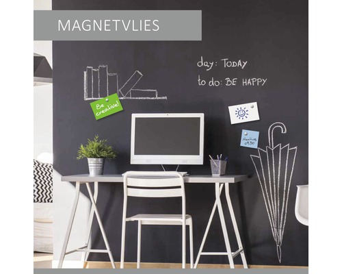 LECO Magneetvlies 1100 gr/m² wit 1x2,6 m Magnetische wandbekleding met krijttekeningen in een werkruimte