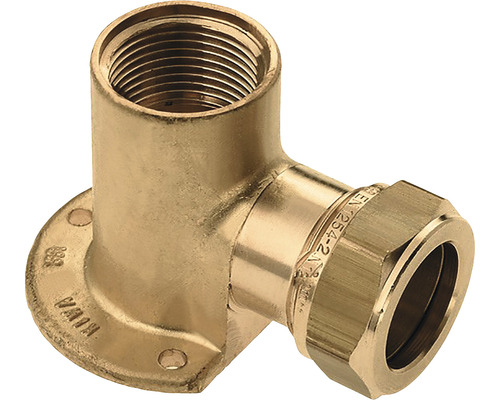 BONFIX Knel messing muurplaatkoppeling, 1/2" binnendraad x 12 mm pers Wandrozet met hoek van messing voor sanitaire installaties
