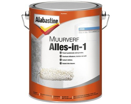 ALABASTINE Muurverf alles-in-1 renovatie helder wit 5 l