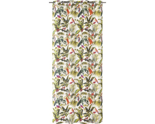 Gordijn met jungle motief van planten en papegaaien