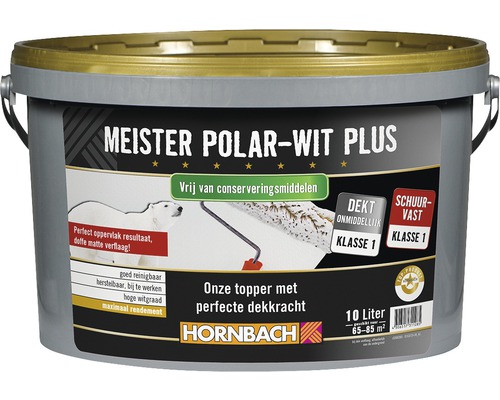 HORNBACH Muurverf Meister Polar plus conserveringsmiddelvrij wit 10 l