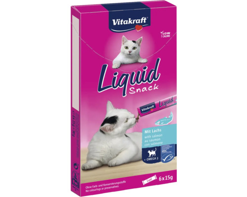 VITAKRAFT Kattensnack liquidsnack zalm 6 x 15 gr Vitakraft Liquid Snack met zalm, 6 maal 15 gram