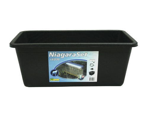 Rechthoekige vijvercontainer van kunststof met NiagaraSet etiket